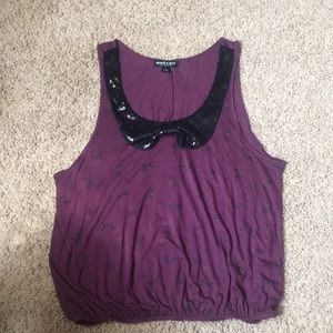 Women's Burgundy Collared Shirt with Bows (size L)